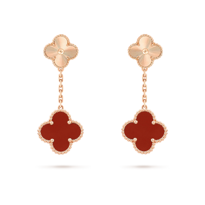 [Lora]CLOVER 2 MOTIF  LASER CARNELIAN EARRINGS