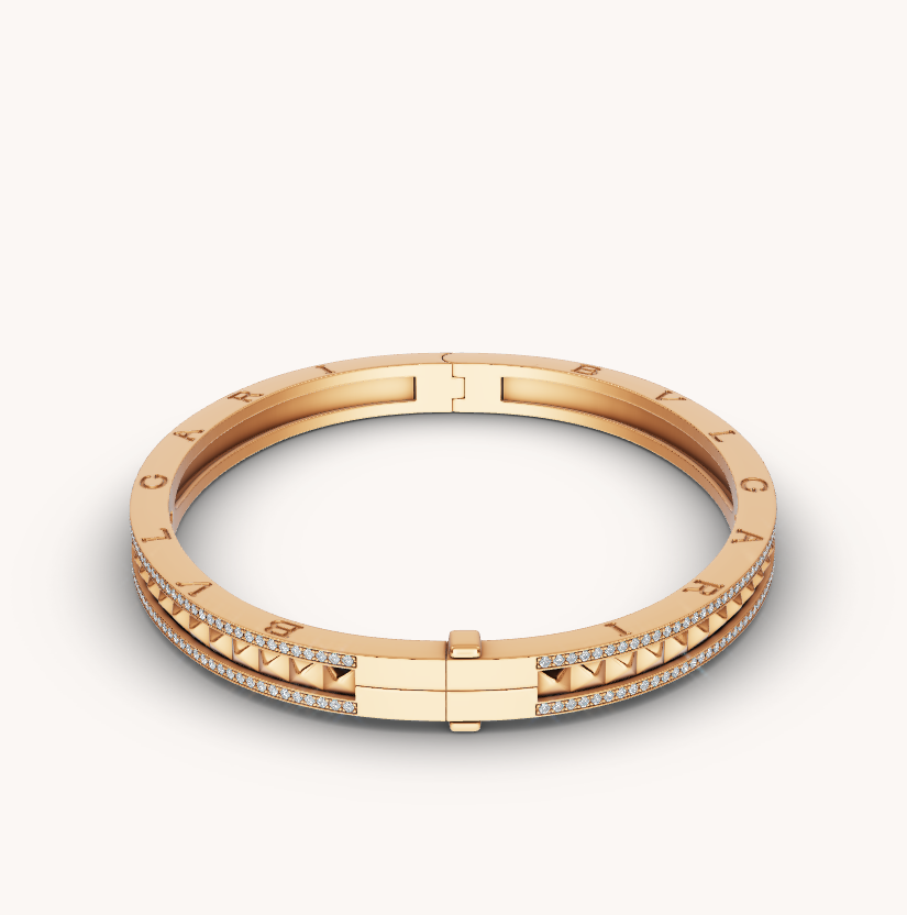 [LORA]ZERO 1 SPIRAL AND PAVED DIAMOND GOLD BRACELET