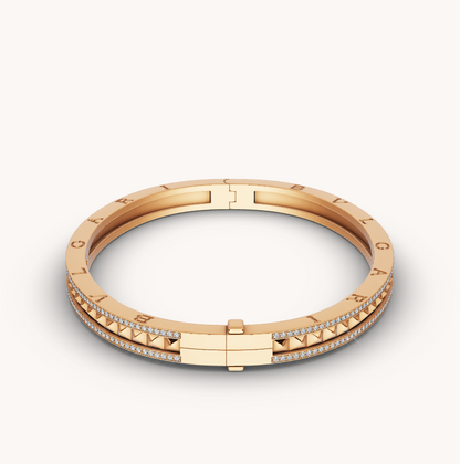 [LORA]ZERO 1 SPIRAL AND PAVED DIAMOND GOLD BRACELET