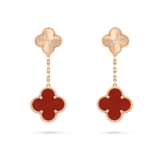 [LORA]CLOVER 2 MOTIF  LASER CARNELIAN EARRINGS