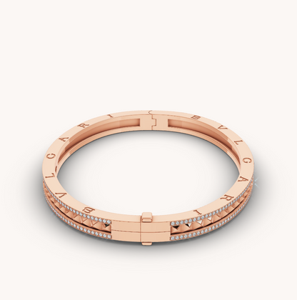 [LORA]ZERO 1 SPIRAL AND PAVED DIAMOND PINK GOLD BRACELET