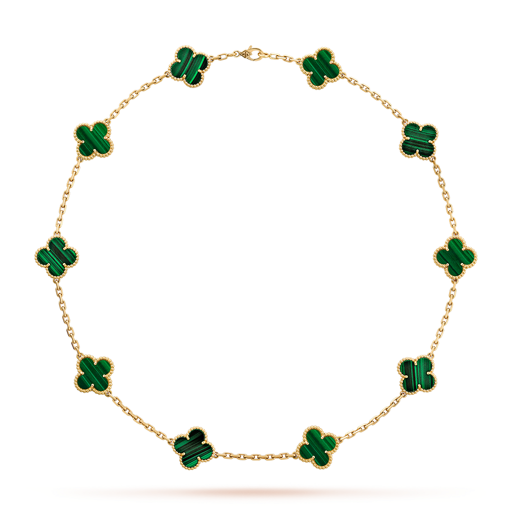 [LORA]CLOVER 10 MOTIFS MALACHITE NECKLACE
