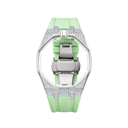 Strap For Ap Swatch Royal Oak Pop Exclusive Steel Case With Diamond(Moissanite) & Silicone Strap