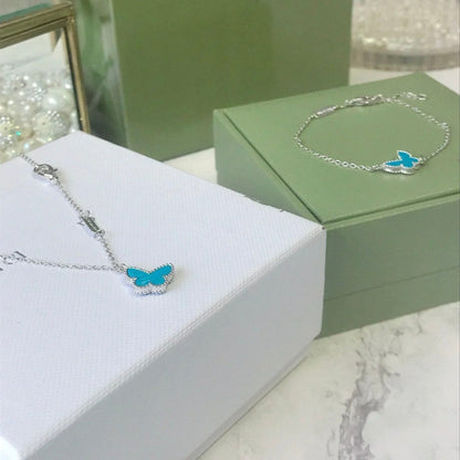 [LORA]BUTTERFLY TURQUOISE BUTTERFLY BRACELET SILVER