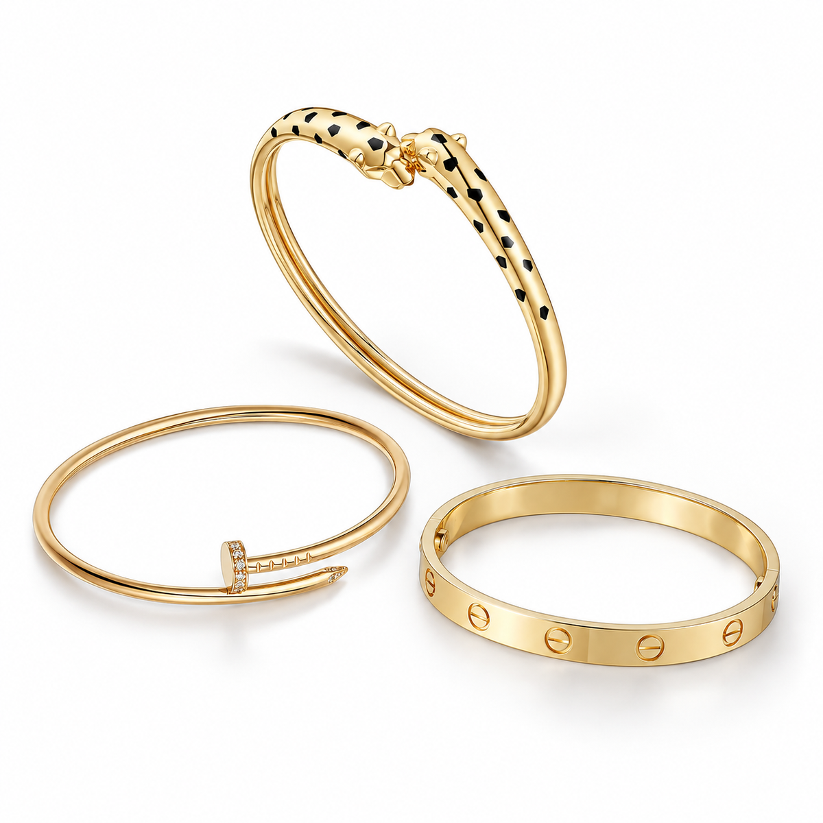 [Lora] Panthère & LOVE  & JUSTE  Diamond Bracelet Stack Set