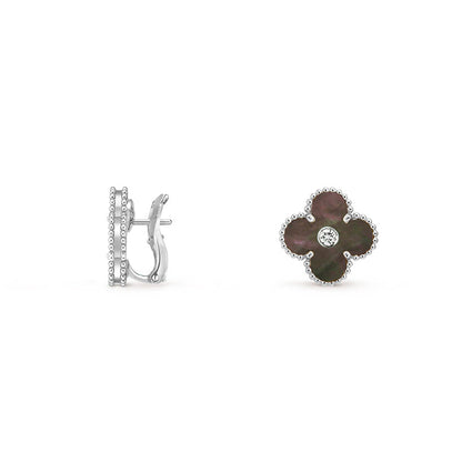 [Lora]CLOVER SILVER 15MM MOP DIAMOND EARRINGS COLLECTION