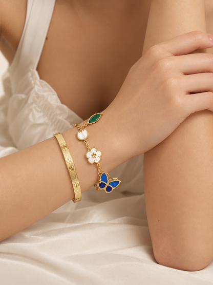 [Lora] Lucky Spring Butterfly 5-Motif & LOVE Unlimited Bracelet Stack Set