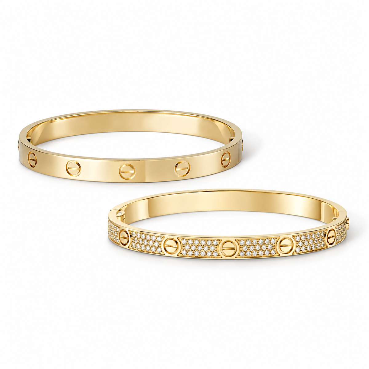 [Lora] LOVE  Classic & Diamond-Paved Bracelet Stack Set