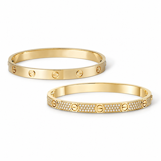 [Lora] LOVE  Classic & Diamond-Paved Bracelet Stack Set