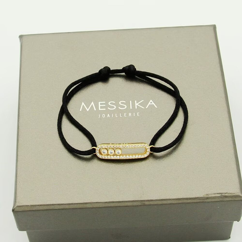 [LORA] Messika Care(s) pink cord pavé bracelet
