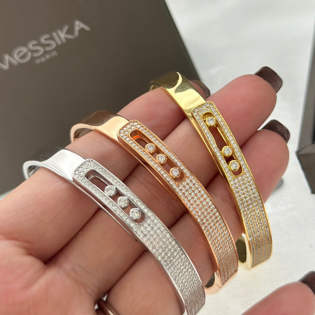 [LORA] Move Noa Rose Gold Pavé Diamond Bangle Bracelet