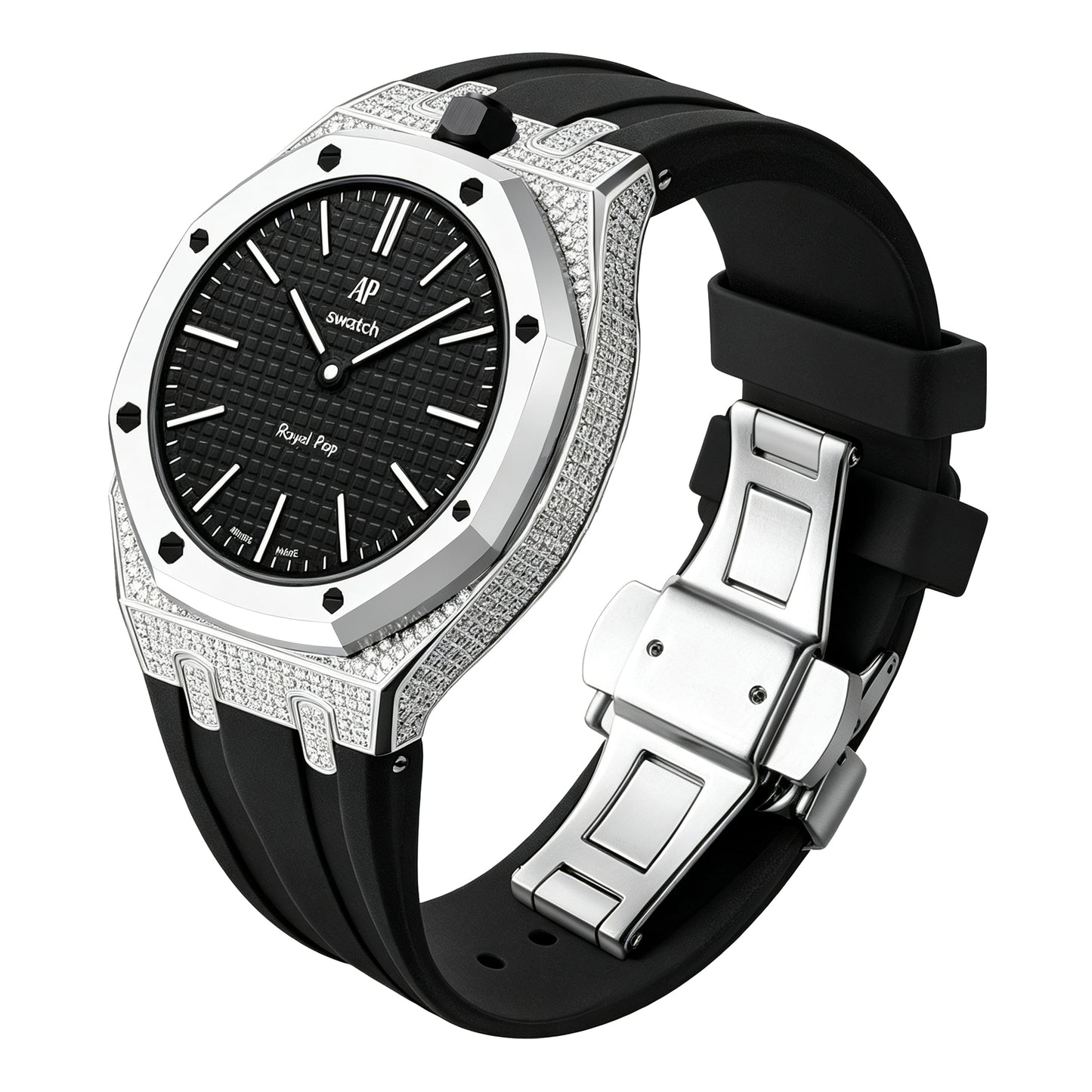 Royal Oak Pop Exclusive Bioceramic Case & Silicone Strap Half Diamond