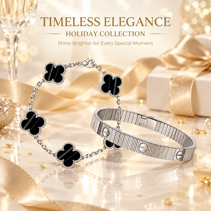 [Lora] Clover 5-Motif & LOVE Unlimited Bracelet Set