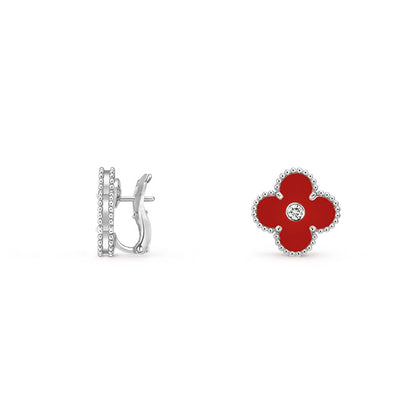 [Lora]CLOVER SILVER 15MM MOP DIAMOND EARRINGS COLLECTION