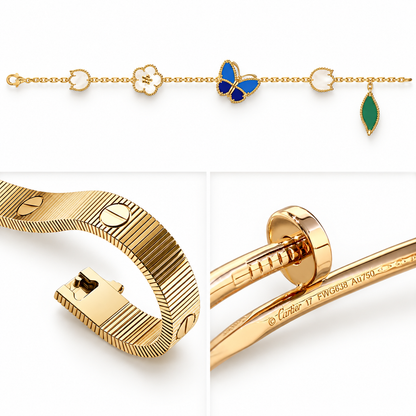 [Lora]Clover Lucky Spring & Love & Juste Garden 3-Piece  Bracelet Stack Set