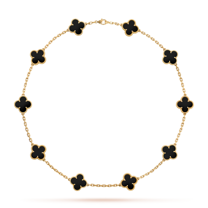 [LORA]CLOVER 10 MOTIFS ONYX NECKLACE
