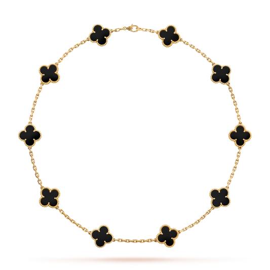 [LORA]CLOVER 10 MOTIFS ONYX NECKLACE