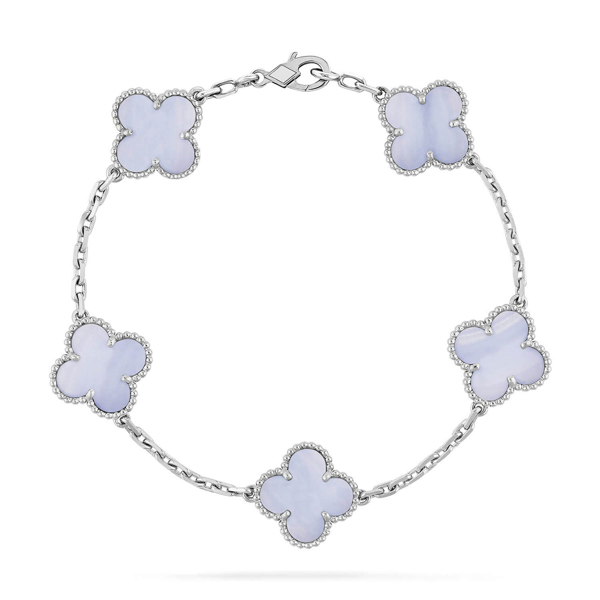 [Lora] CLOVER 5 MOTIF PURPLE CHALCEDONY BRACELET COLLECTION