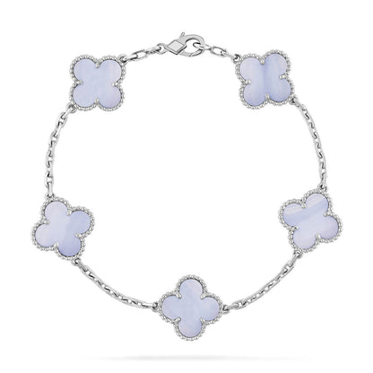 [Lora] CLOVER 5 MOTIF PURPLE CHALCEDONY BRACELET COLLECTION