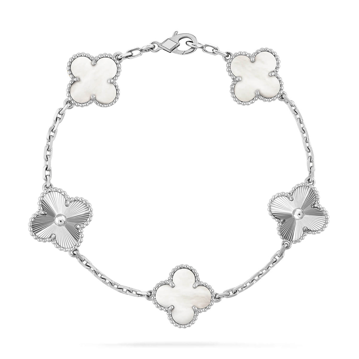 [Lora]CLOVER WHITE PEARL MOP 5 MOTIF BRACELET COLLECTION
