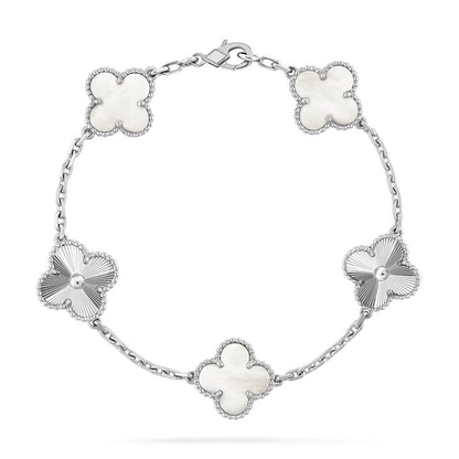 [Lora]CLOVER WHITE PEARL MOP 5 MOTIF BRACELET COLLECTION
