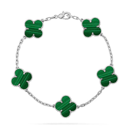 [Lora] CLOVER 5 MOTIF MALACHITE BRACELET COLLECTION