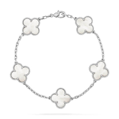 [Lora]CLOVER WHITE PEARL MOP 5 MOTIF BRACELET COLLECTION