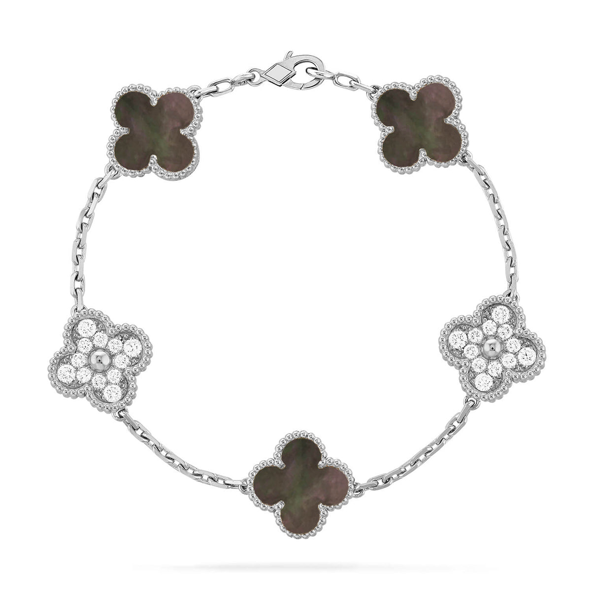 [Lora] CLOVER 5 MOTIF GRAY MOP BRACELET COLLECTION