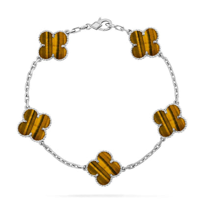 [Lora] CLOVER 5 MOTIFS TIGER EYE BRACELET COLLECTION