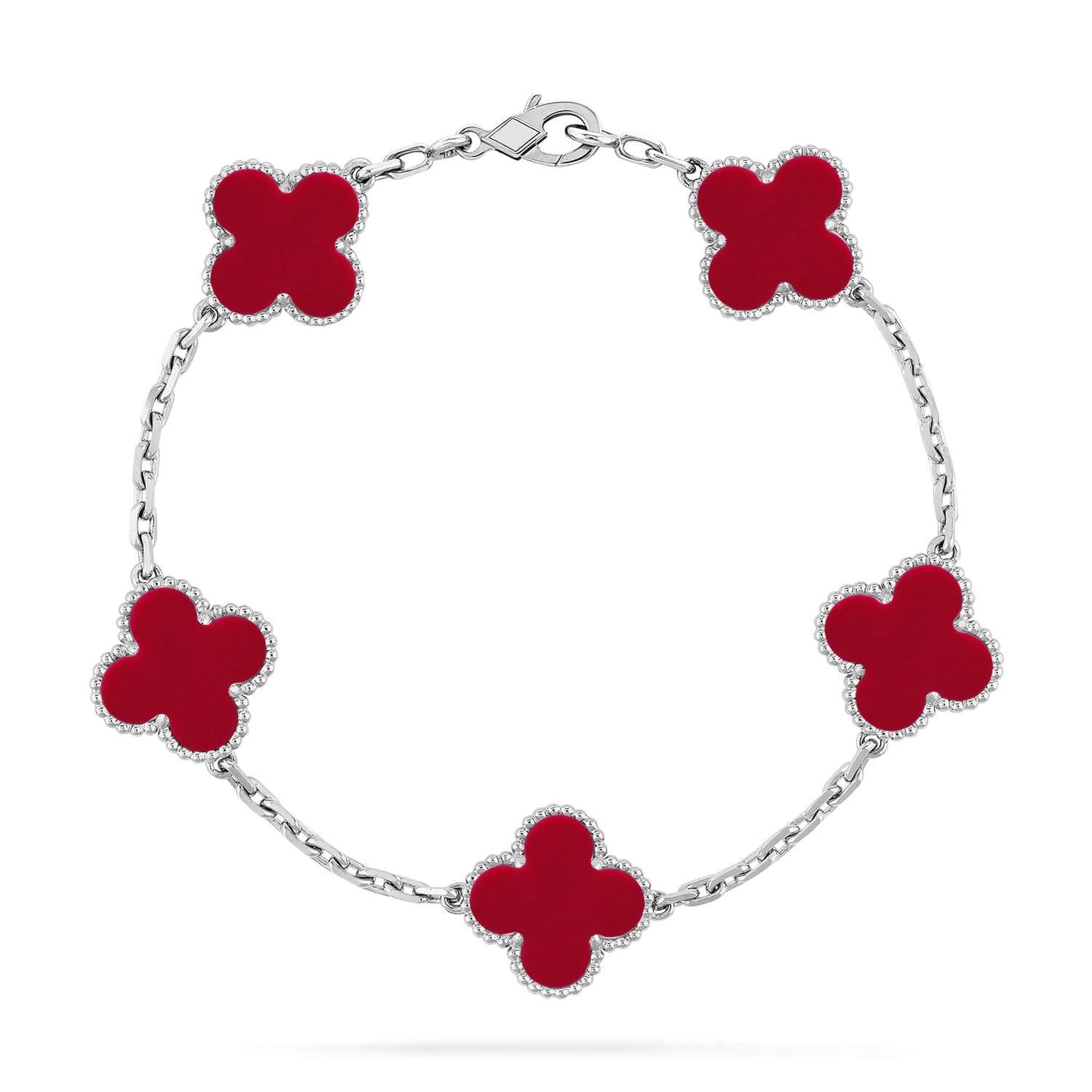 [Lora] CLOVER 5 MOTIF RED CORNELIAN BRACELET COLLECTION