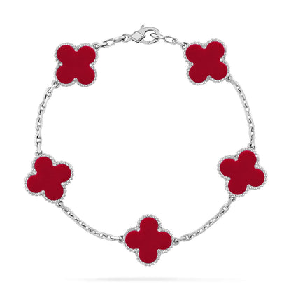 [Lora] CLOVER 5 MOTIF RED CORNELIAN BRACELET COLLECTION