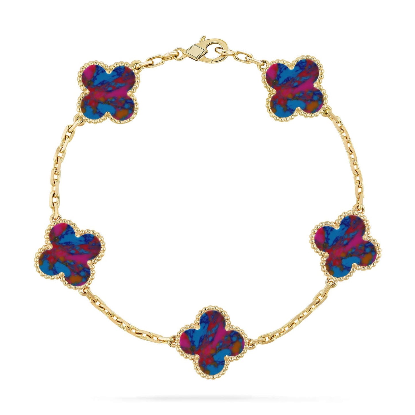 [Lora]CLOVER 5 MOTIF COLOR GEMSTONES BRACELET COLLECTION