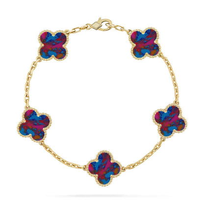 [Lora]CLOVER 5 MOTIF COLOR GEMSTONES BRACELET COLLECTION