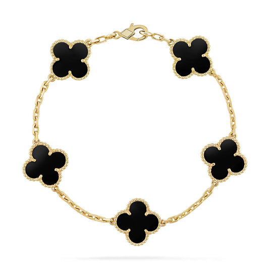 [LORA] CLOVER 5 MOTIF ONYXS BRACELET COLLECTION