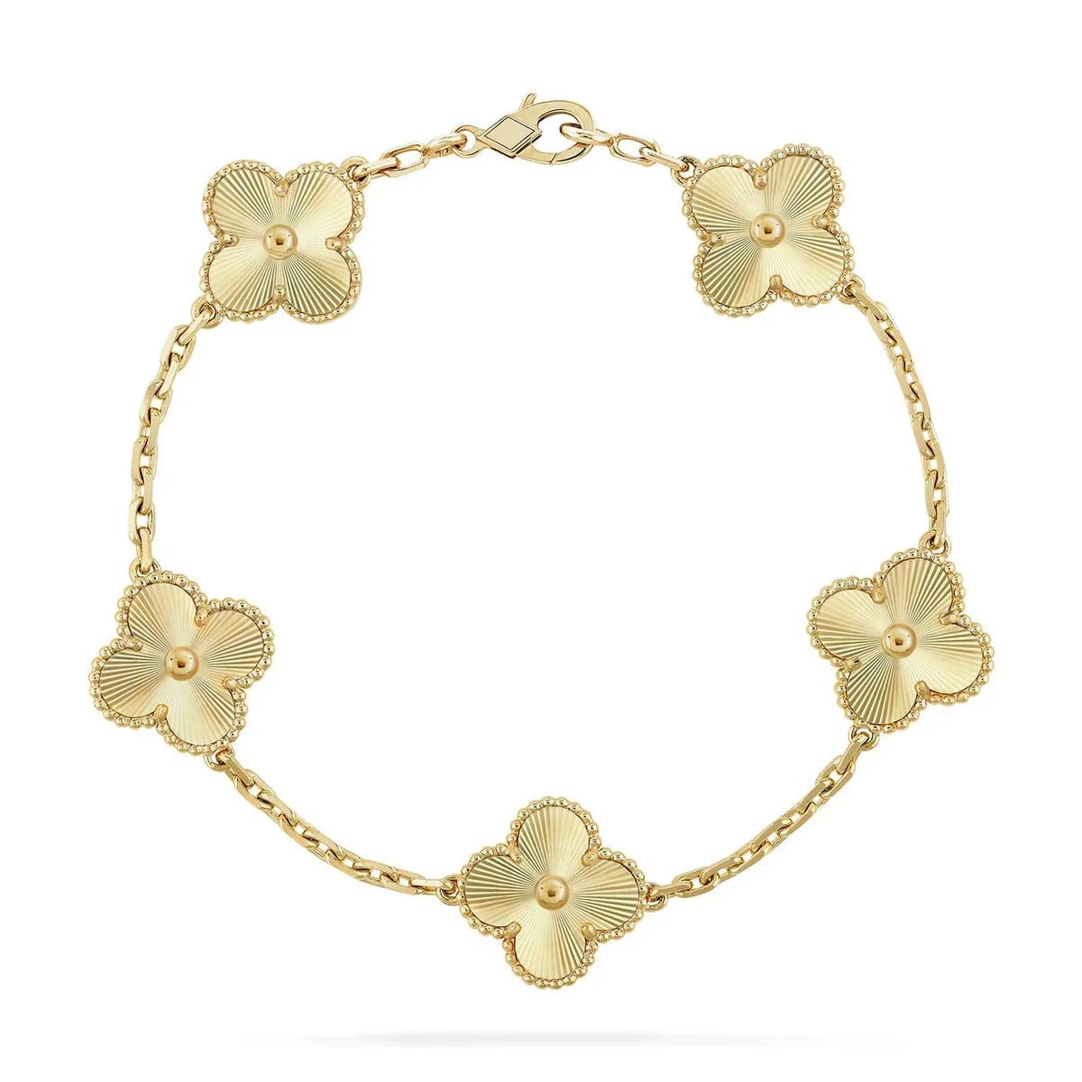 [Lora]Clover Laser  Pulsar Stone 5-Motif & LOVE Diamond-Paved Bracelet Stack Set