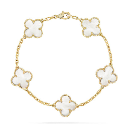 [Lora]CLOVER WHITE PEARL MOP 5 MOTIF BRACELET COLLECTION