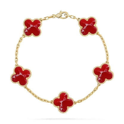 [Lora]CLOVER 5 MOTIF RED PATTERN BRACELET COLLECTION