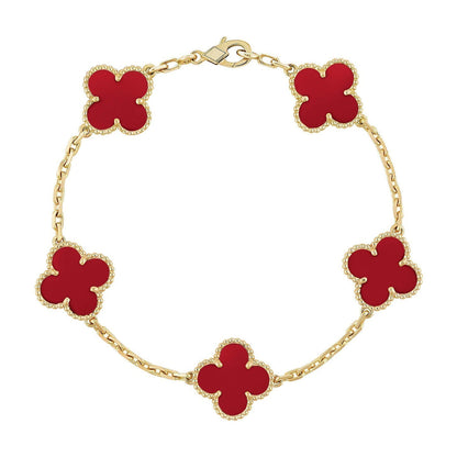 [Lora] CLOVER 5 MOTIF RED CORNELIAN BRACELET COLLECTION