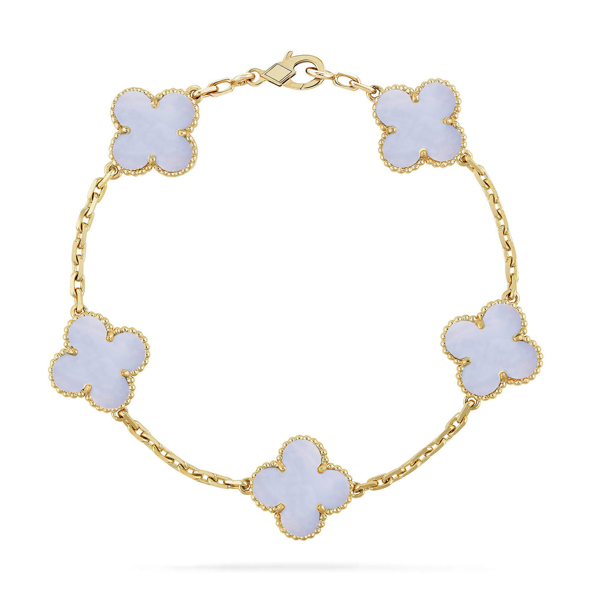 [Lora] CLOVER 5 MOTIF PURPLE CHALCEDONY BRACELET COLLECTION