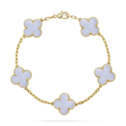 [Lora] CLOVER 5 MOTIF PURPLE CHALCEDONY BRACELET COLLECTION