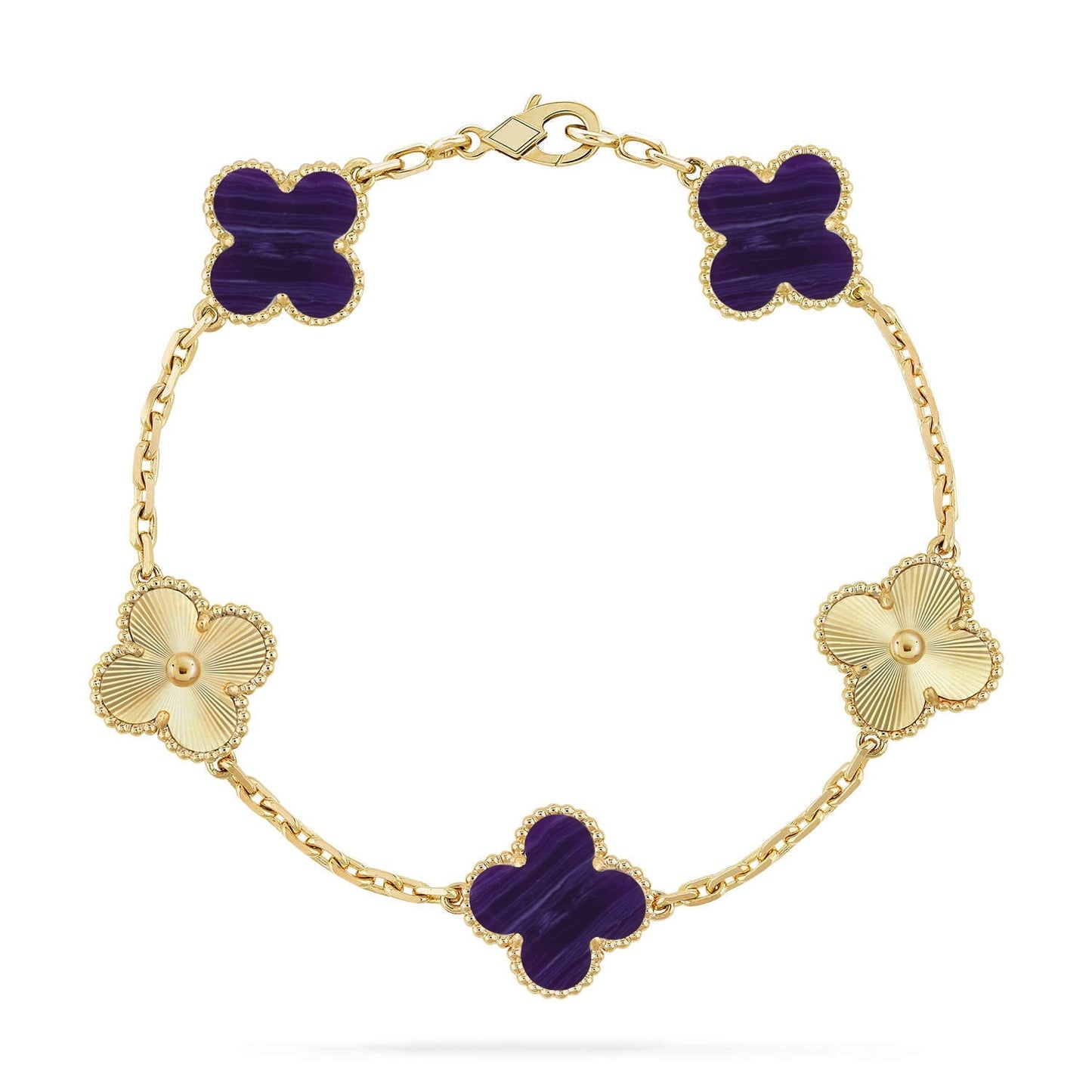 [Lora]CLOVER 5 MOTIF PURPLE STRIPES BRACELET COLLECTION