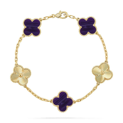 [Lora]CLOVER 5 MOTIF PURPLE STRIPES BRACELET COLLECTION