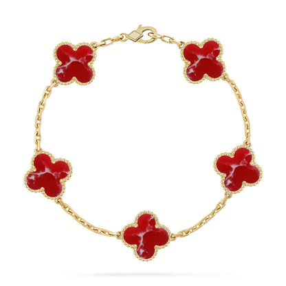 [LORA]CLOVER 5 MOTIF RED PATTERN BRACELET COLLECTION
