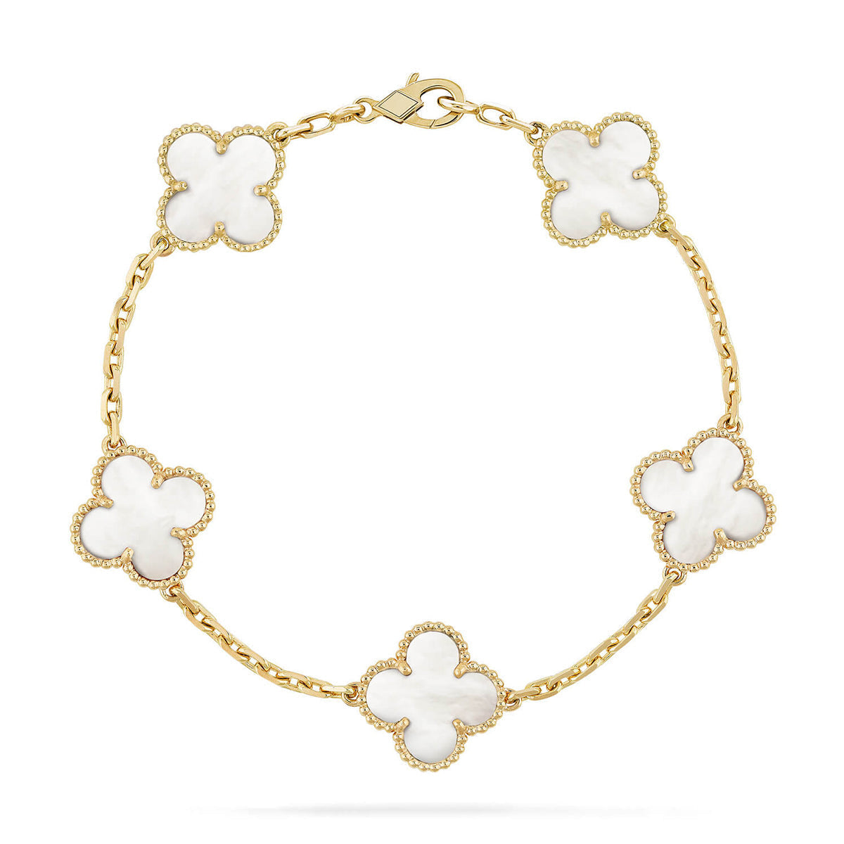 [Lora]CLOVER WHITE PEARL MOP 5 MOTIF BRACELET COLLECTION