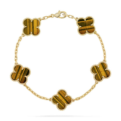 [LORA] CLOVER 5 MOTIFS TIGER EYE BRACELET COLLECTION
