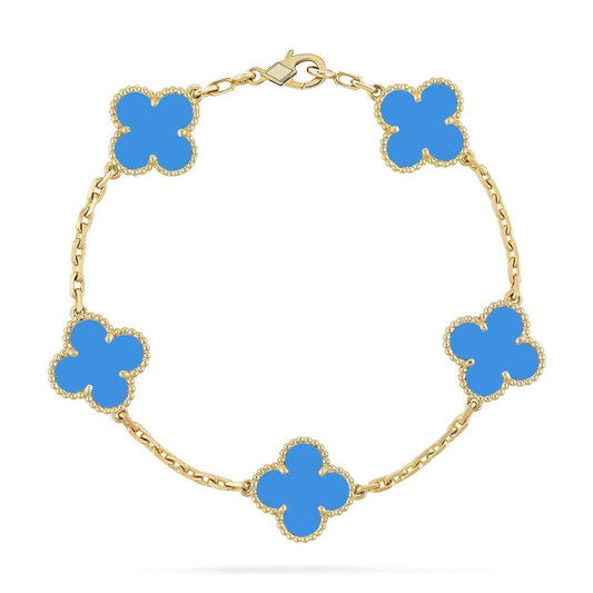 [LORA] CLOVER 5 MOTIF BLUE AGATE BRACELET COLLECTION