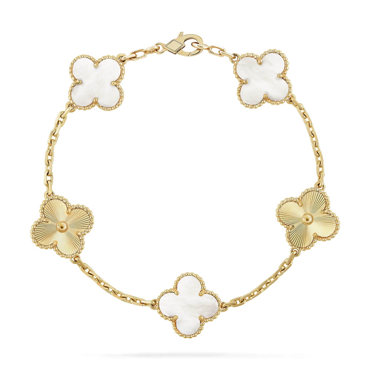 [Lora]CLOVER WHITE PEARL MOP 5 MOTIF BRACELET COLLECTION