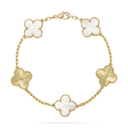 [Lora]CLOVER WHITE PEARL MOP 5 MOTIF BRACELET COLLECTION