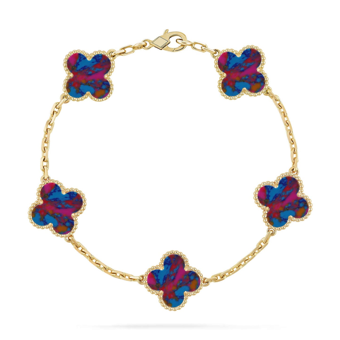 [LORA]CLOVER 5 MOTIF COLOR GEMSTONES BRACELET COLLECTION