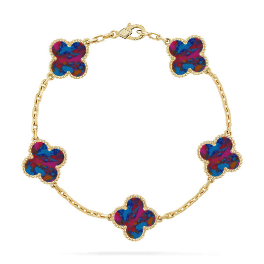 [LORA]CLOVER 5 MOTIF COLOR GEMSTONES BRACELET COLLECTION